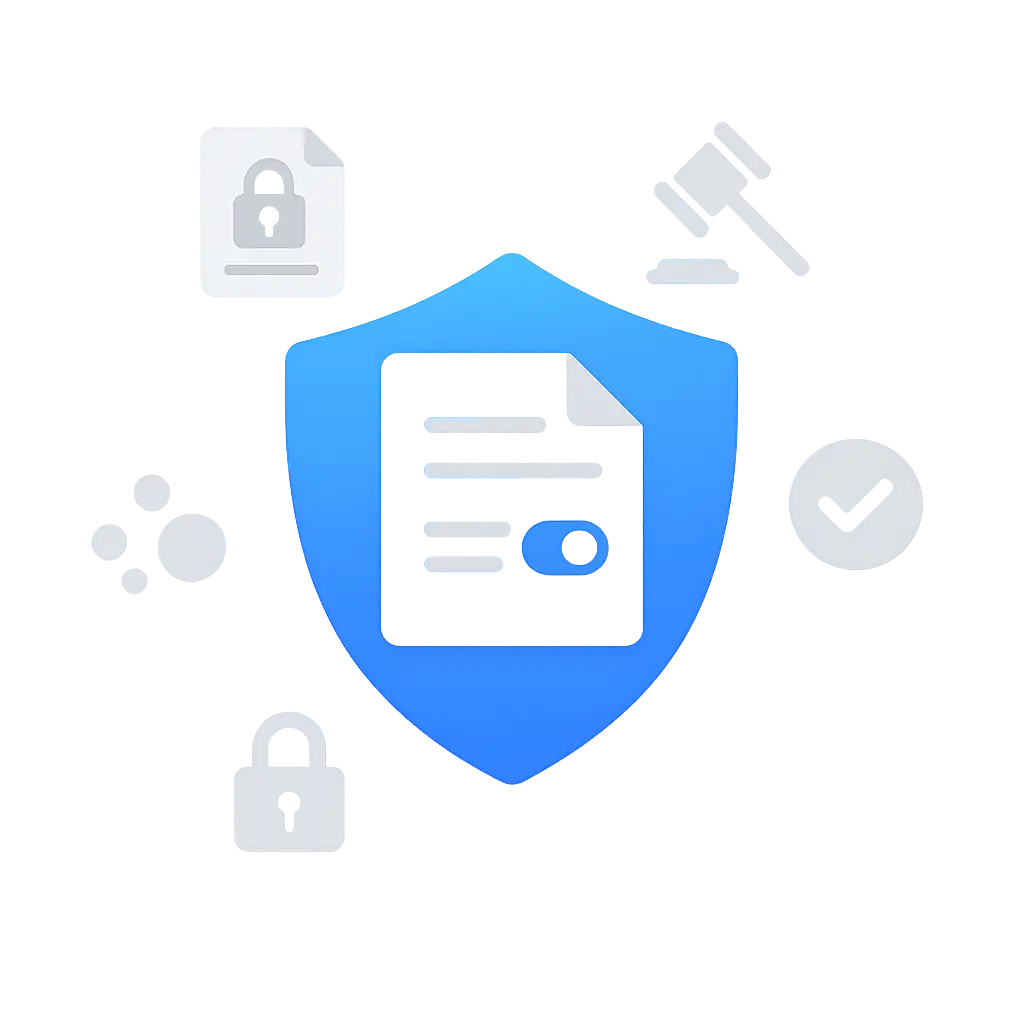 AI-powered legal document generator creating GDPR compliant privacy policies and terms of service for website protection