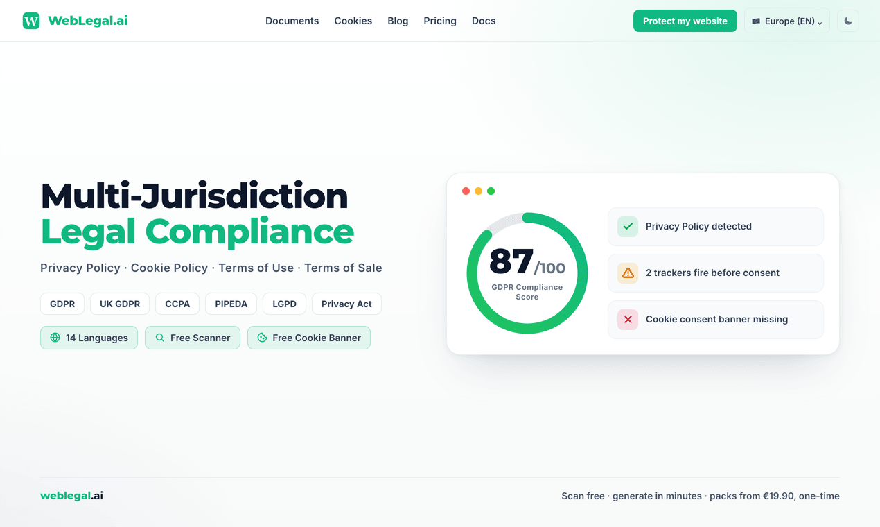Compliance report with the issues found