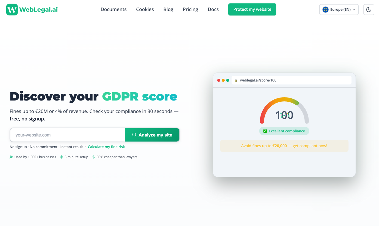 Free compliance scanner and score